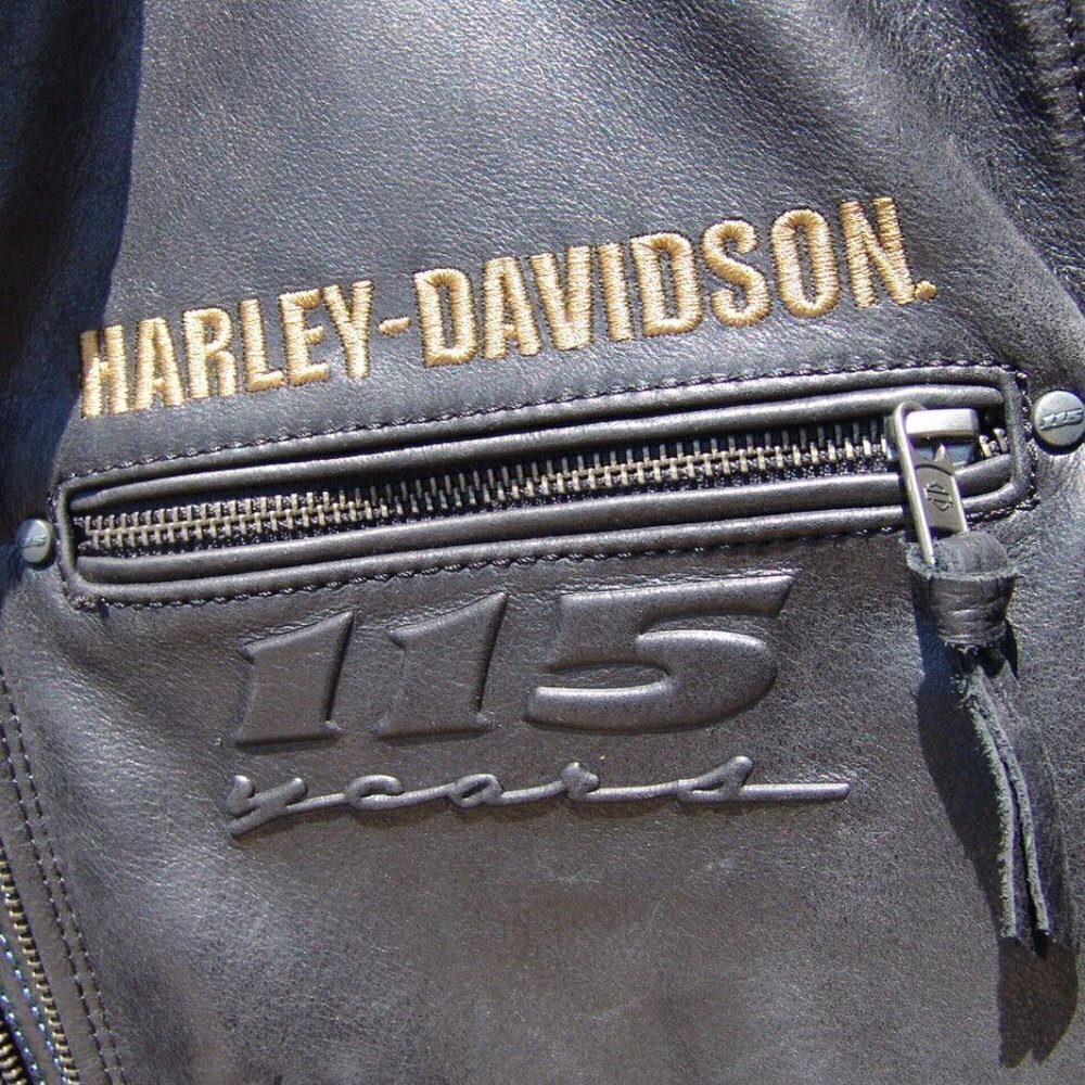 MEN'S AUTHENTIC HARLEY DAVIDSON 115th ANNIVERSARY EAGLE LEATHER JACKET X LRG EUC - Picture 6 of 9